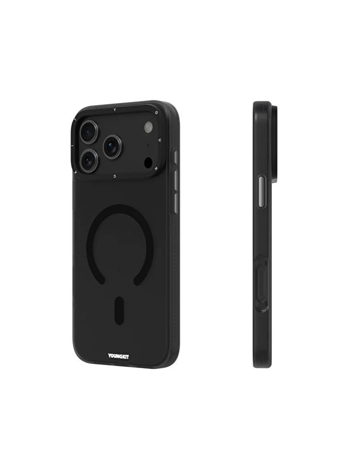 YOUNG KIT Youngkit Hidden Sand Series Magnetic Matte Texture For iPhone 17 Pro Max - Transparent Black - Image 3